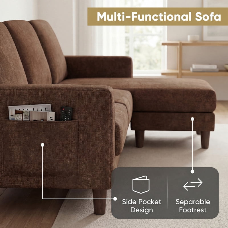Homall Cloud Modular Sectional Sofa 3 Seat L-Shaped Cloud Oversized Sofa Couch for Living Room, Apartment and Small Space,Dark Gray