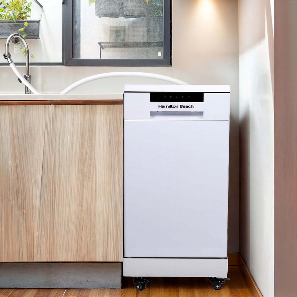 Hamilton Beach 18-Inch Portable Dishwasher with 8 Place Settings and 6 Wash Cycles, Stainless Steel Interior