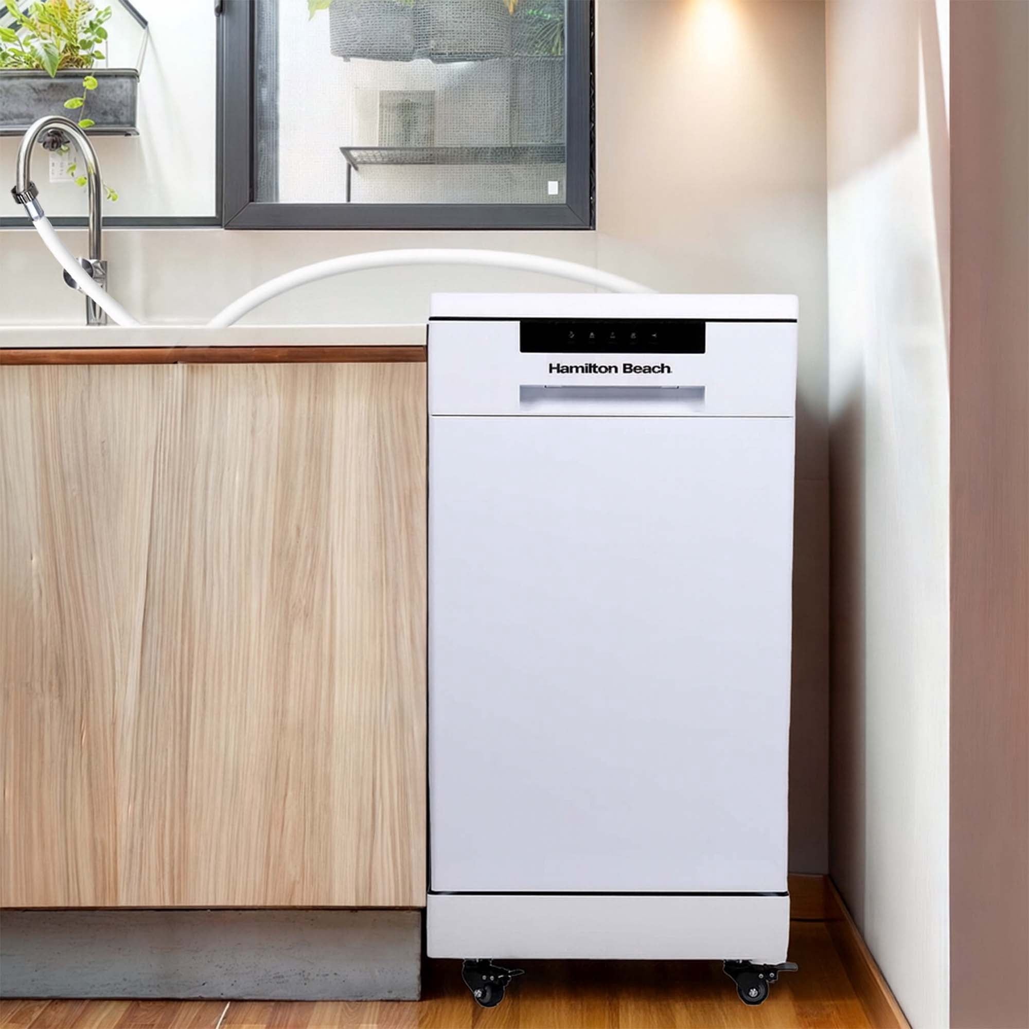 Hamilton Beach 18-Inch Portable Dishwasher with 8 Place Settings and 6 Wash Cycles, Stainless Steel Interior