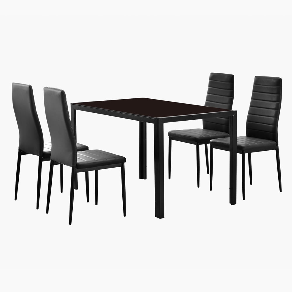 Ktaxon Solid Wood Dining Table Set for 6, Mid-Century Dining Room Table with 4 Padded Chairs & Bench, 47.3 Dining Room Set for 4~6 Family Use, Natural Wood