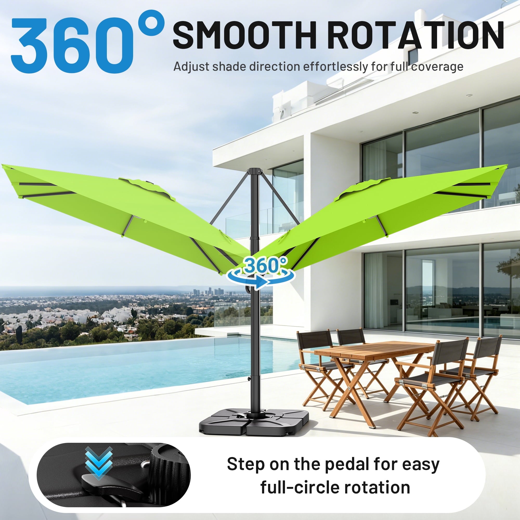 Easthome 10 × 10FT Square Cantilever Patio Umbrella, 360° Rotating Offset Umbrella with Crank, 8 ribs, Outdoor Hanging Roman Umbrella for Garden Deck Backyard, Red