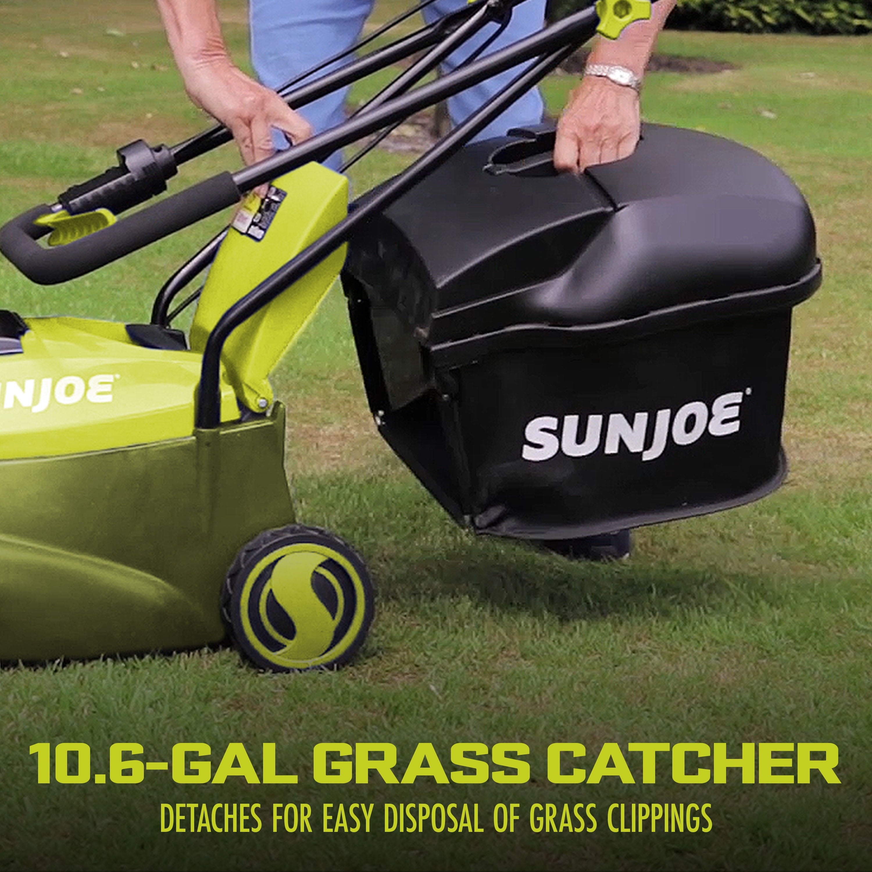 Sun Joe 24V Cordless Push Reel Lawn Mower, Battery Powered Grass Cutter for Yard, 15-Inch