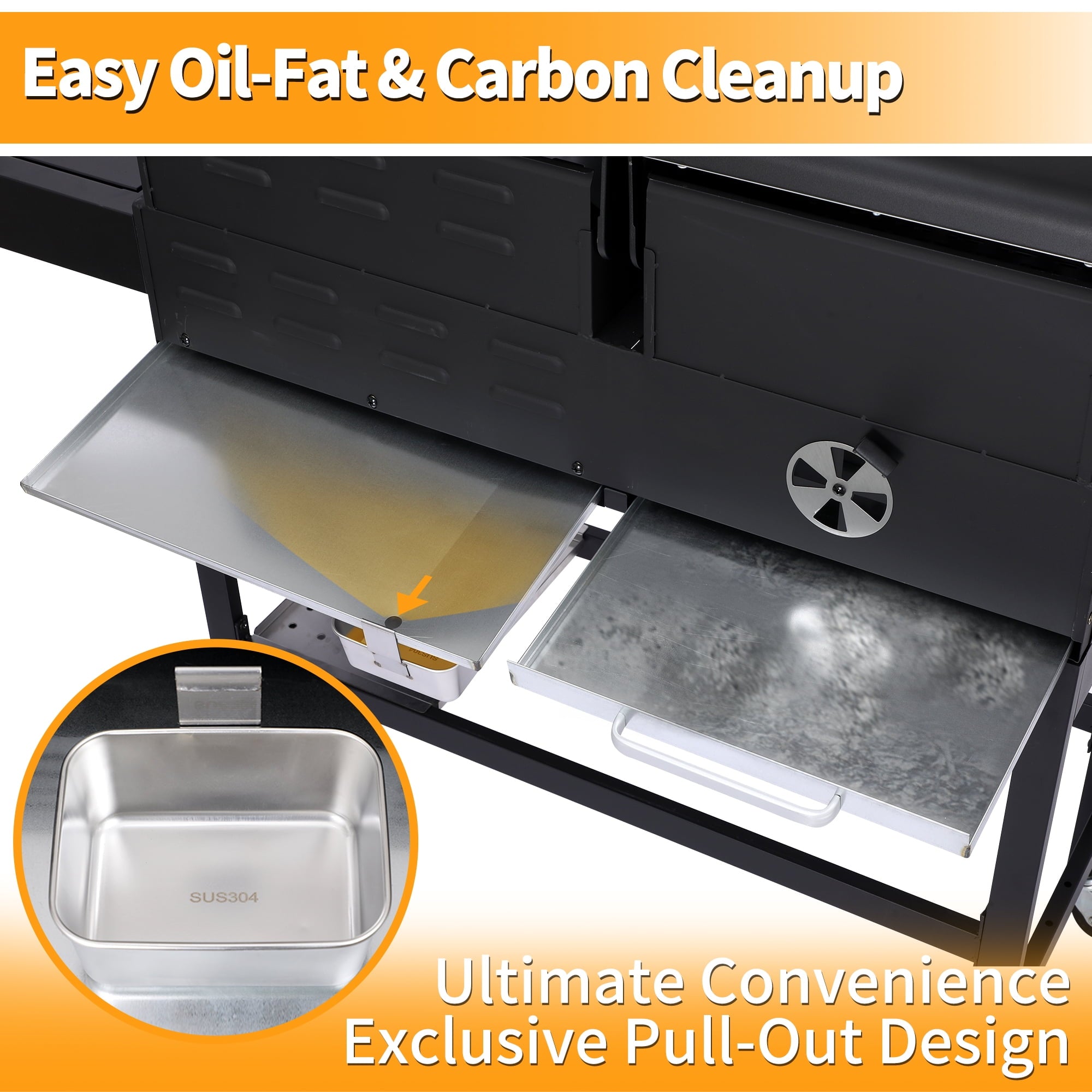 3 Burner Gas & Charcoal Combo Grill with Side Burner, Outdoor BBQ Propane Grill, 673 Sq. In. Cast Iron Grates & Reversible Griddle, 37200 BTU Stainless Steel Lid for Backyard Cooking