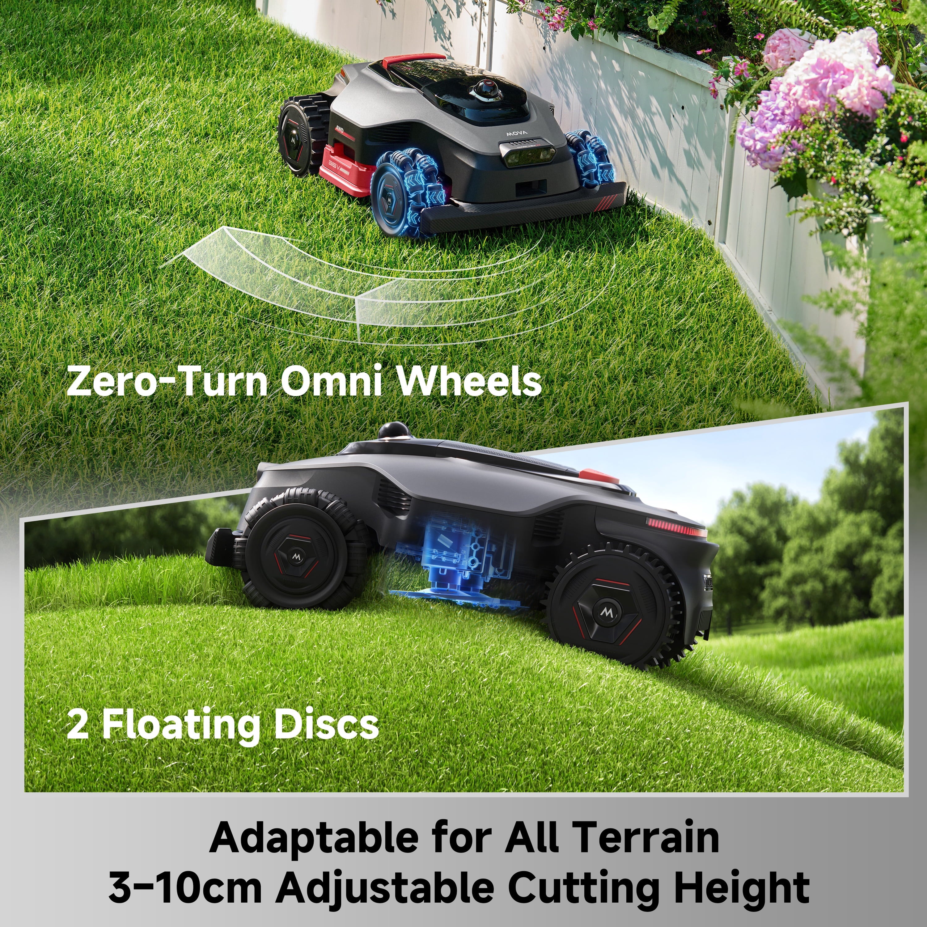 MOVA LiDAX Ultra 2000 Robotic Lawn Mower,Dual Mapping,0.5 Acres,Edge Cutting, Adjustable Cutting Height, Smart Obstacle Avoidance
