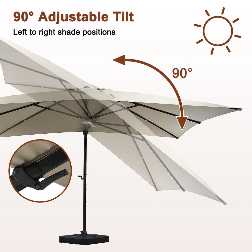 Mondawe 10x10ft Patio Umbrella Outdoor Square Large Cantilever Windproof Offset and Heavy Duty Sun Umbrella for Garden Deck Pool, Red