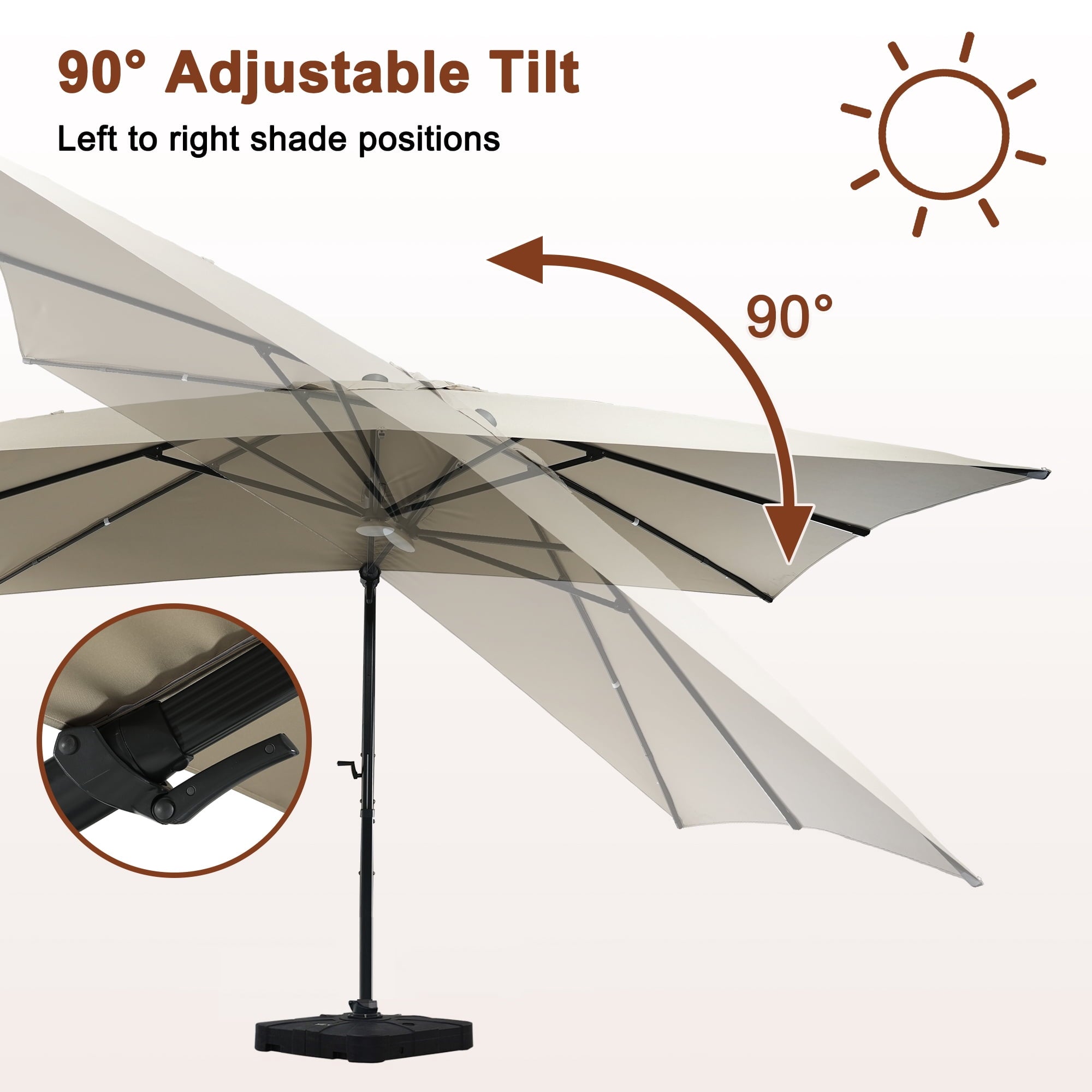 Mondawe 10x10ft Patio Umbrella Outdoor Square Large Cantilever Windproof Offset and Heavy Duty Sun Umbrella for Garden Deck Pool, Red