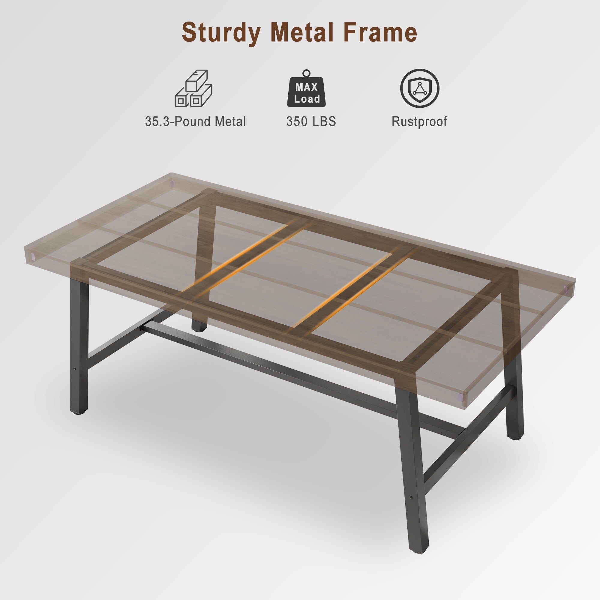 70.87 Inch Long Large Rectangle Dining Table for 6-8 People, Modern Kitchen Dining Room Table with Rustic Wooden Tabletop & Strong Metal frame(Only Gray Walnut Table)