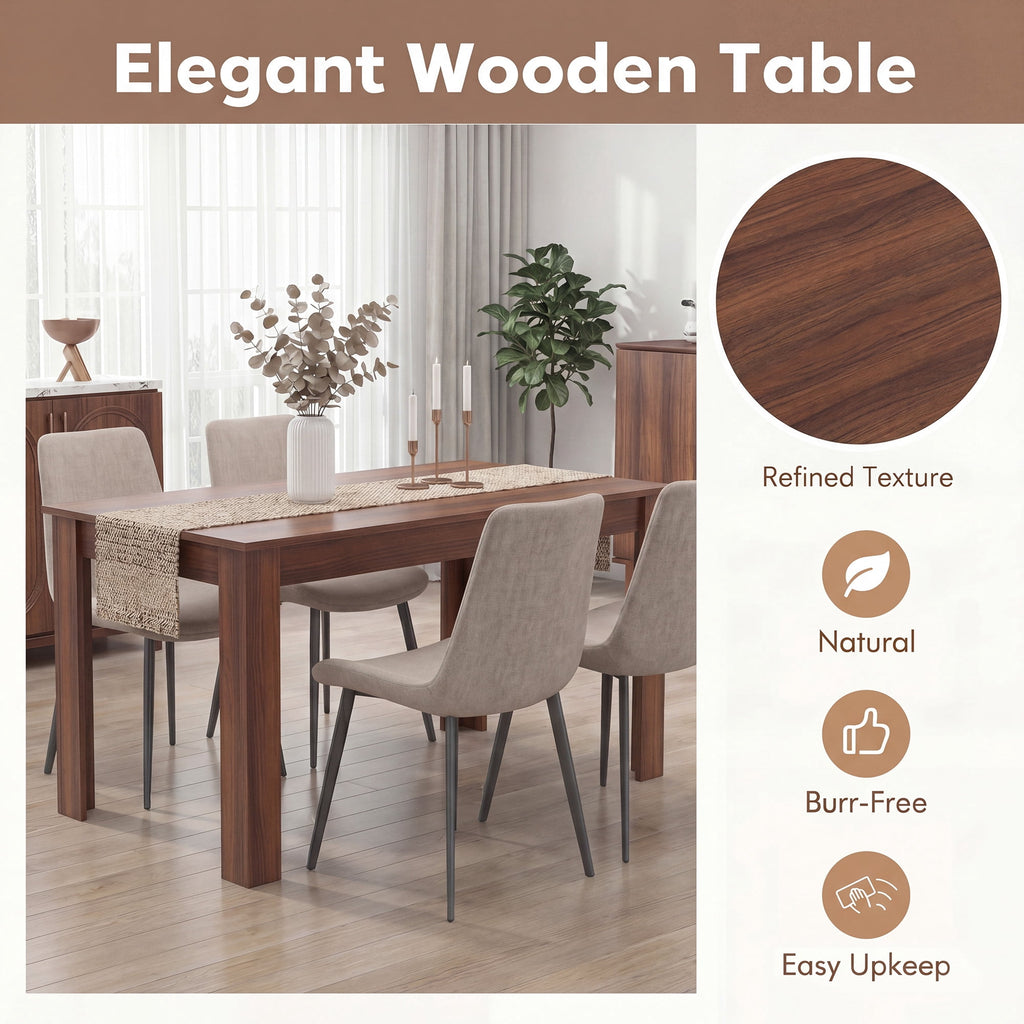 Costway 63 Dining Table Rectangular Modern Kitchen Table For 6 People Home Furniture Gray