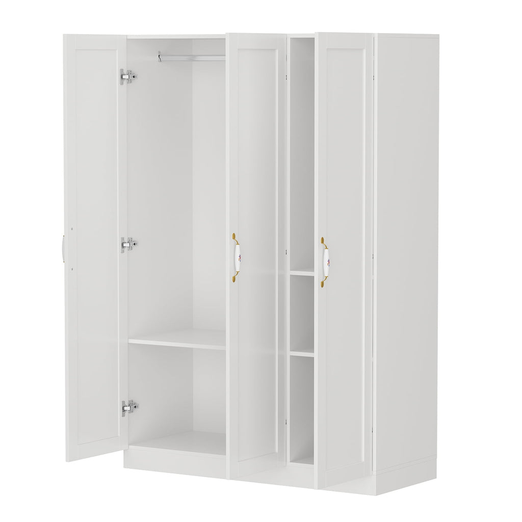 OxyLife 2 Door Wardrobe Armoire, White Closet Storage Organizer with Drawers and Shelves