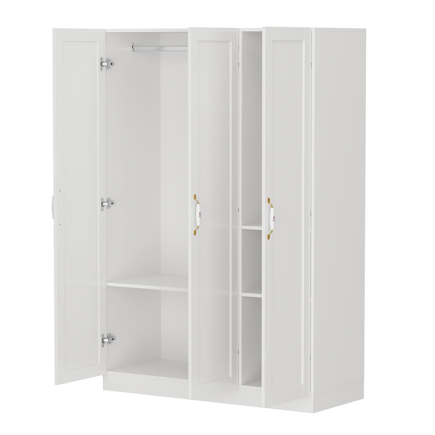 OxyLife 2 Door Wardrobe Armoire, White Closet Storage Organizer with Drawers and Shelves