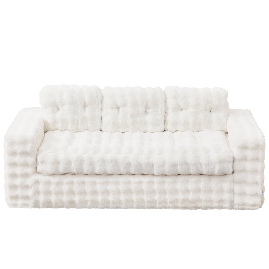 Hobestluk 3-Seater Sofa Boneless Couch with Tufted Button Design 2 in 1 Comfy Cloud Couch Oversized Sofa for Living Room Bedroom Apartment or Office (Grey, 3 Seater)