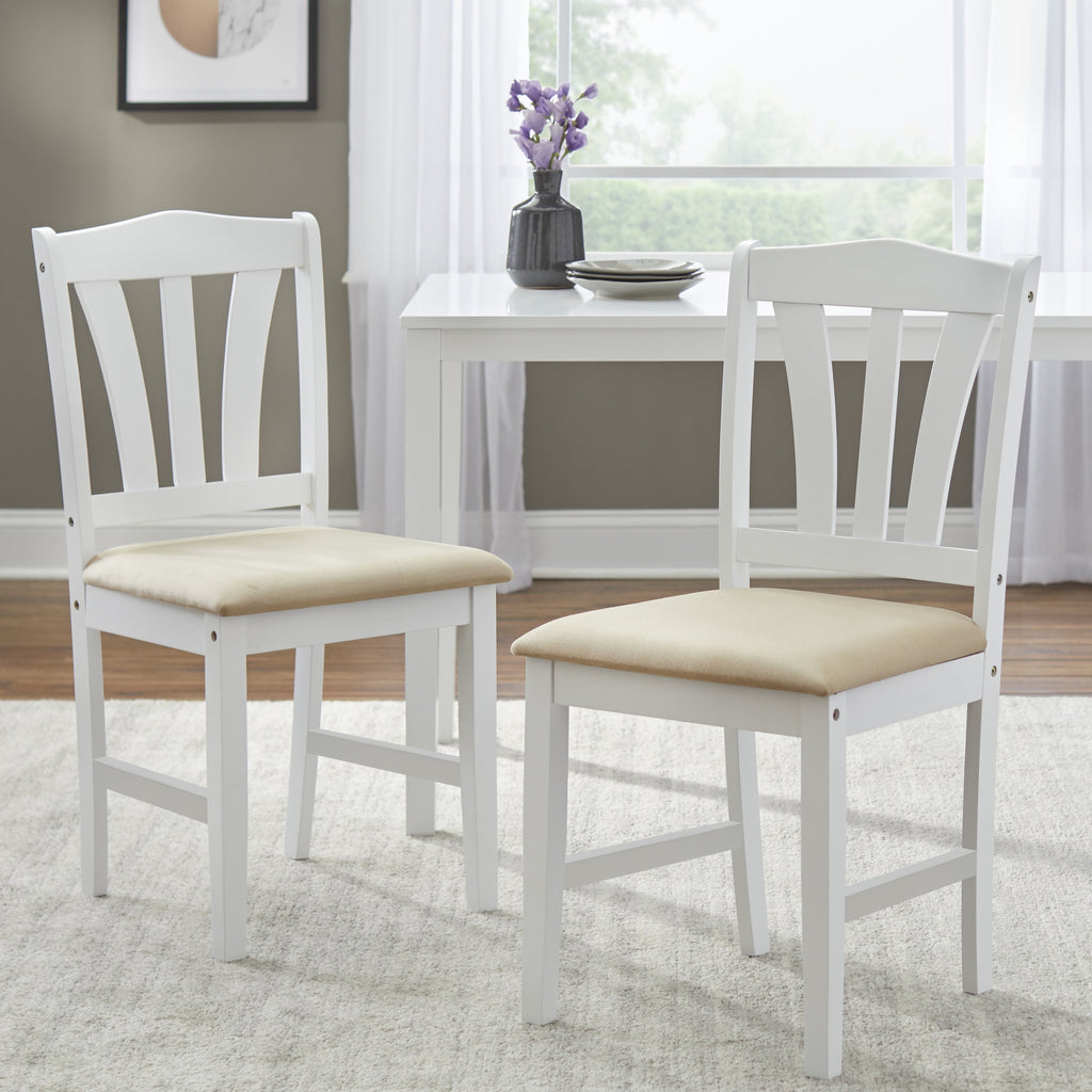 TMS Metropolitan 5-Piece Wood Farmhouse Upholsered Dining Set with Table and Chairs, White