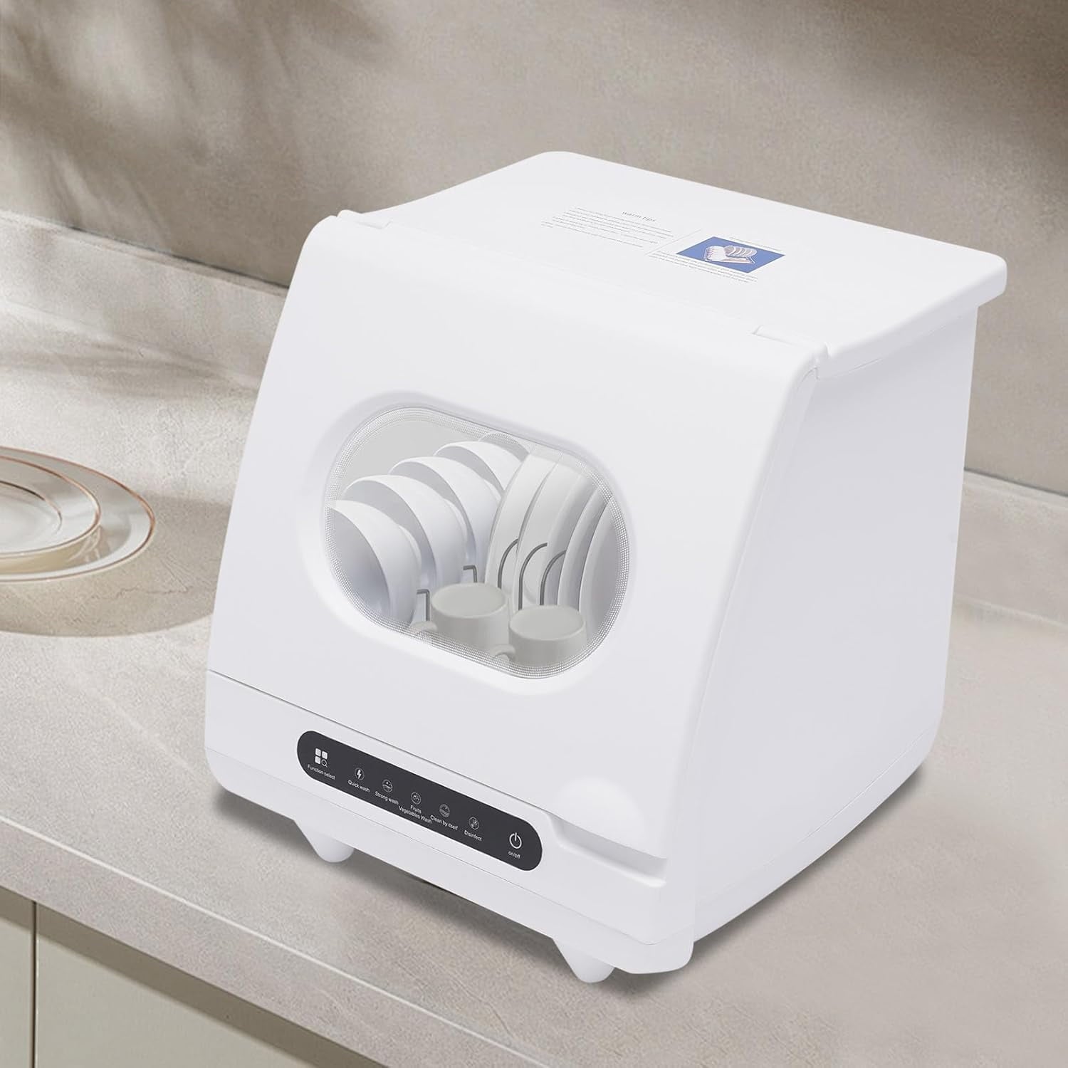 Countertop Dishwasher, Portable Mini Dishwasher with 5L Water Tank, 360° Rotation Flushing & Hose Connection 3-in-1 Function Dishwasher for Apartments,Dorms & RVs (1200W)