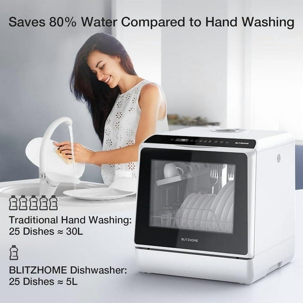 Portable Countertop Dishwashers, Compact Smart Dishwashers with 5 L Built-in Water Tank,5 Modes and Baby Care for Apartments& RVs, No Installation Needed