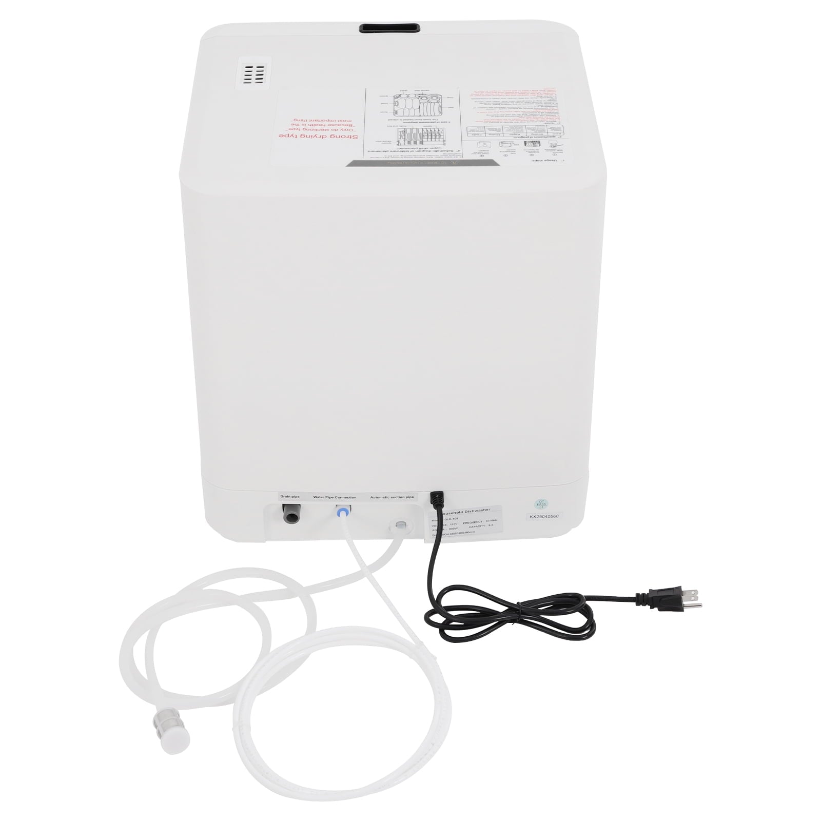 FOGGBET Countertop Dishwasher 800W White Compact Dishwashers with 4 Washing Programs, 360-Degree Spraying Wash Kitchen Mini Dishwasher with Air-Dry Function White