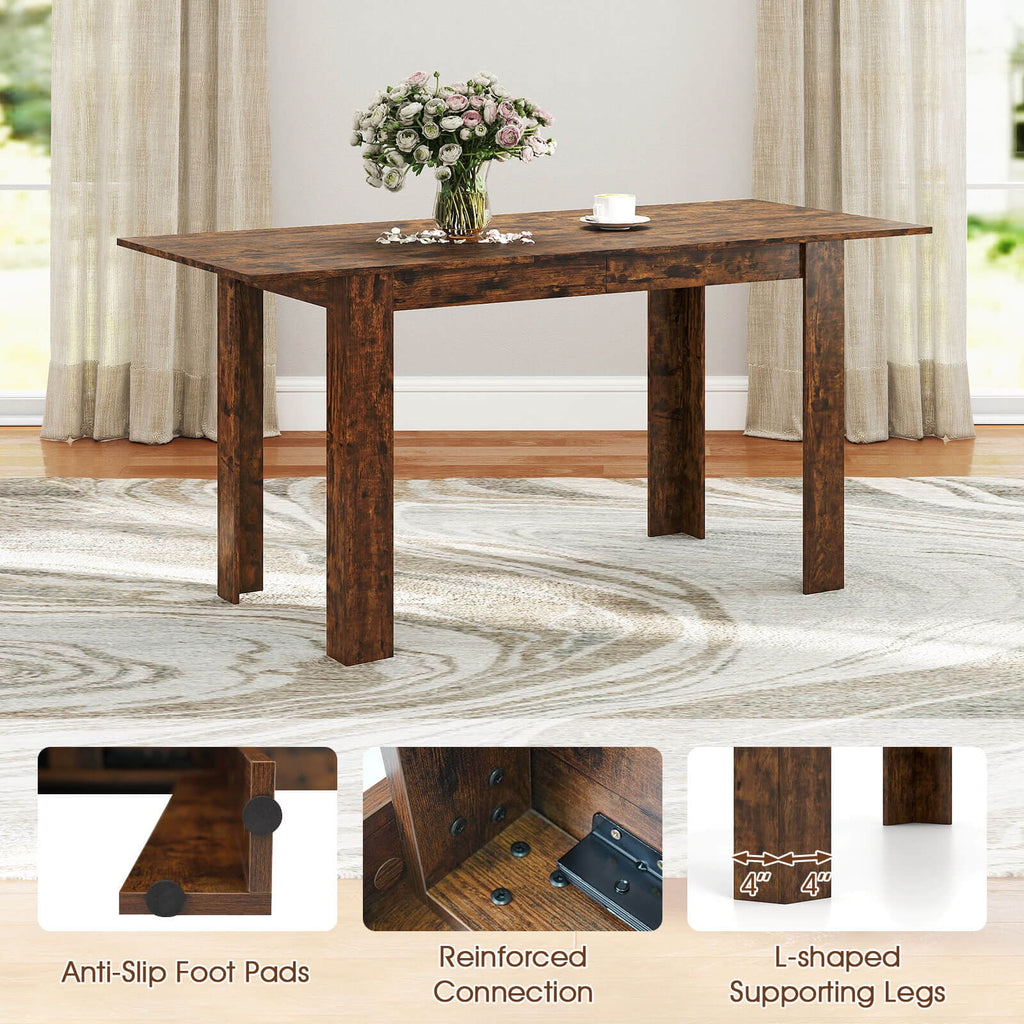 Costway 47”-62” Extendable Dining Table for 4-8 People for Dining Room Home Office Brown