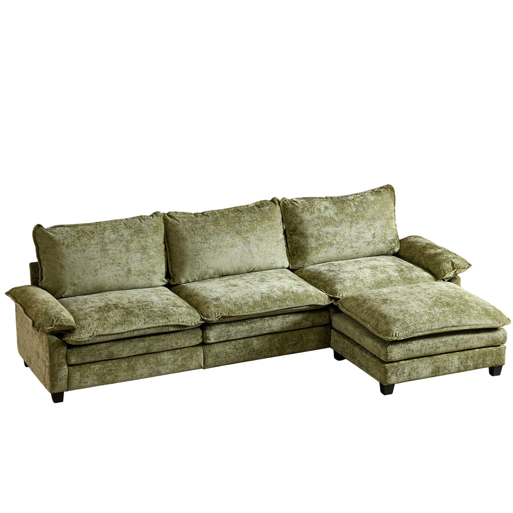 Ktaxon Sectional Sofa L Shaped Couch with Chaise Living Room Sleeper Set, 2 Seats with Chenille and Double Layer Cushions 86 W Beige