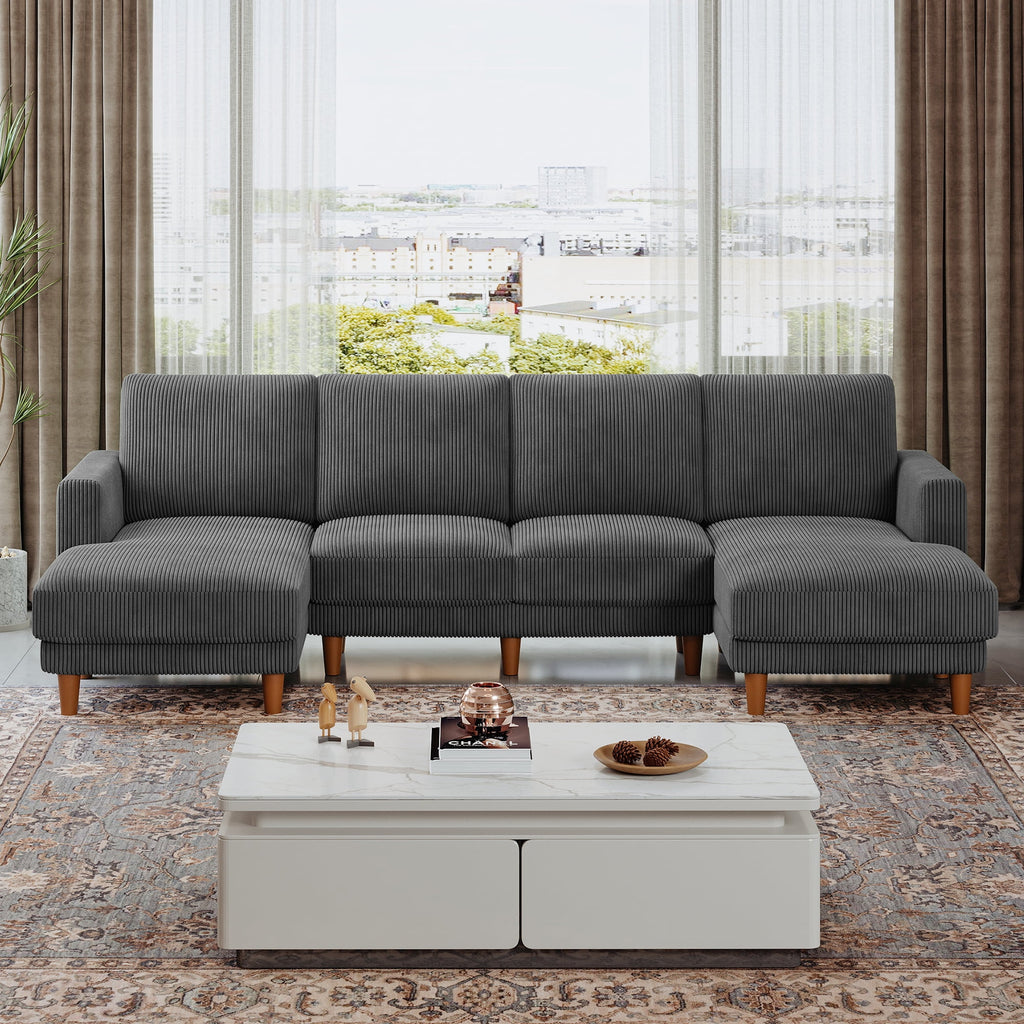 87 Corduroy Sofa,3 Seater Sofa with Extra Deep Seats,Neche Comfy Upholstered Couch for Living Room,2 Pillows,Green