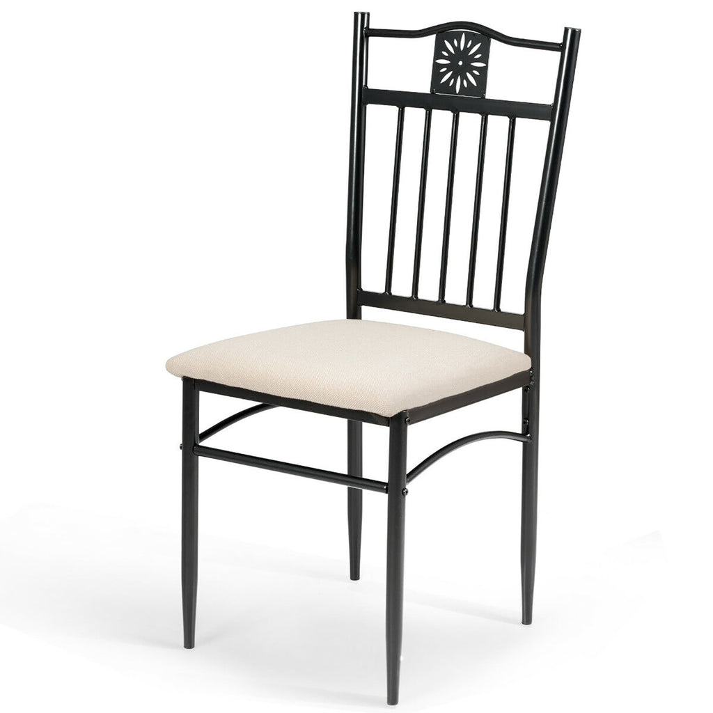 Costway 5PCS Dining Set Metal Table & 4 Chairs Kitchen Breakfast Furniture Black