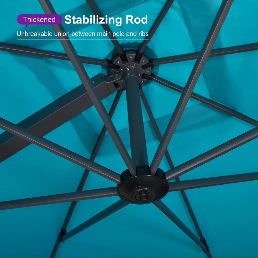 PURPLE LEAF 12 FT Outdoor Cantilever Umbrellas Square Aluminum Windproof Offset Umbrella with 360°Rotation Tilt Adjutable Garden Pool Large Patio Umbrella,Gray