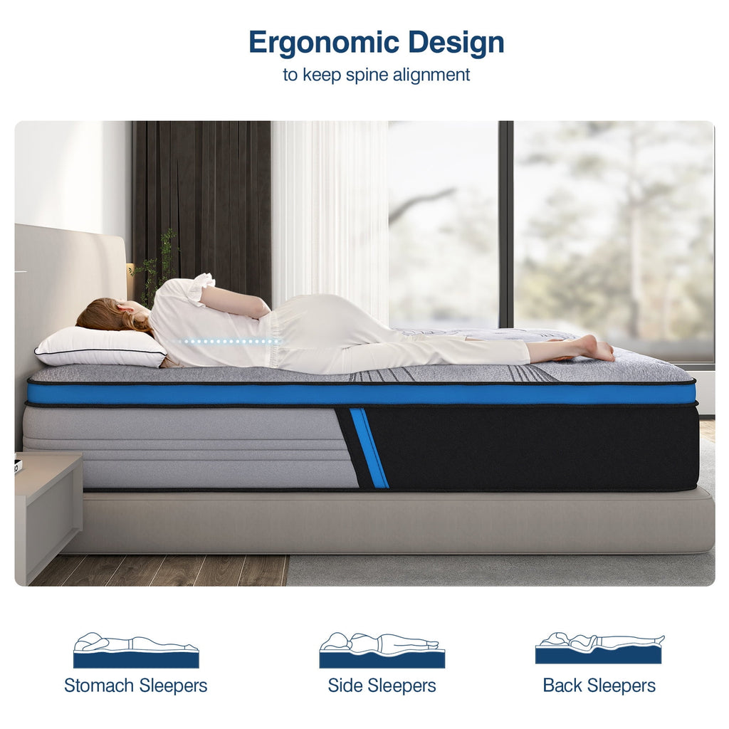 Avenco Original 10 inch Adult Innerspring and Gel Memory Foam Hybrid Mattress, Queen Size