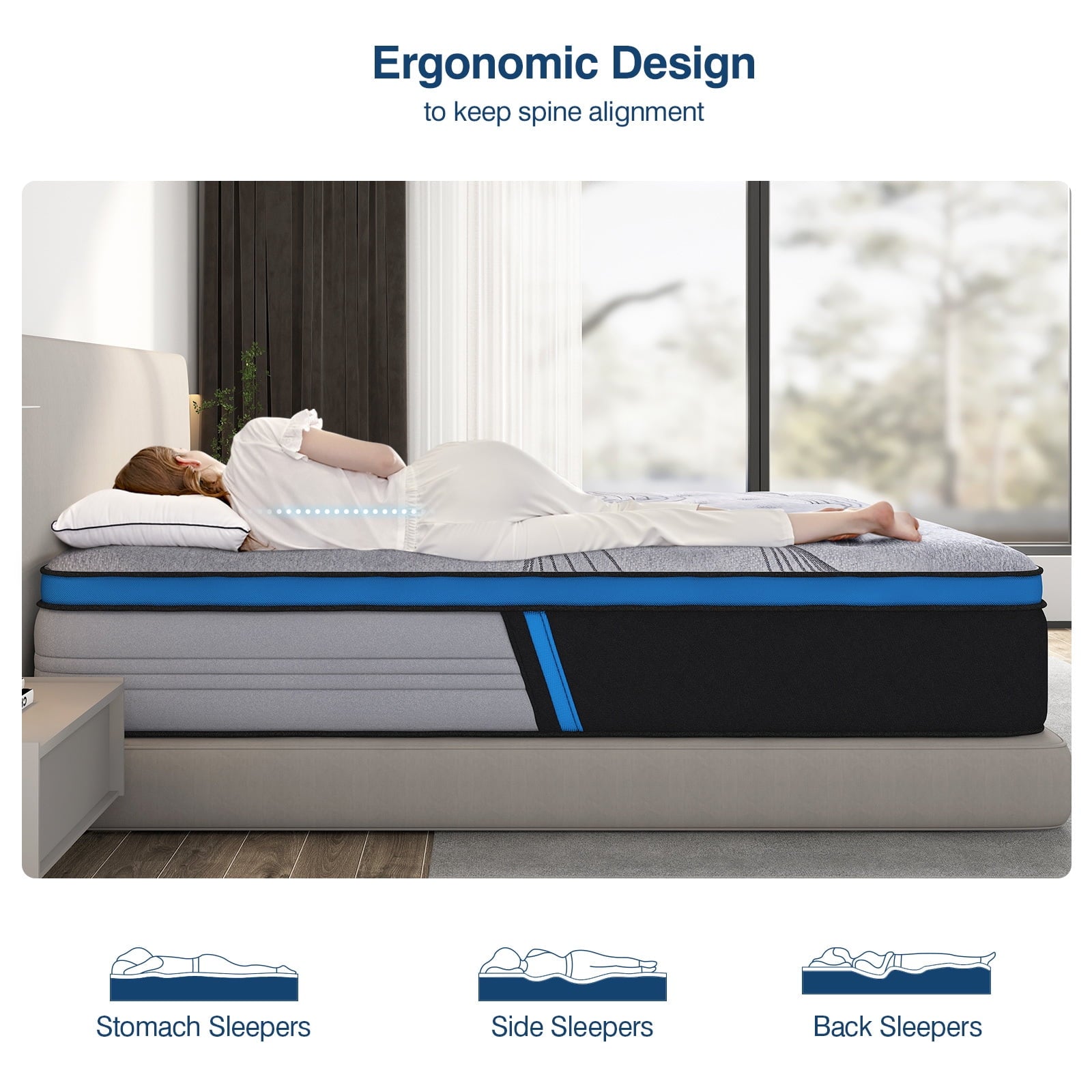 Avenco Original 10 inch Adult Innerspring and Gel Memory Foam Hybrid Mattress, Queen Size