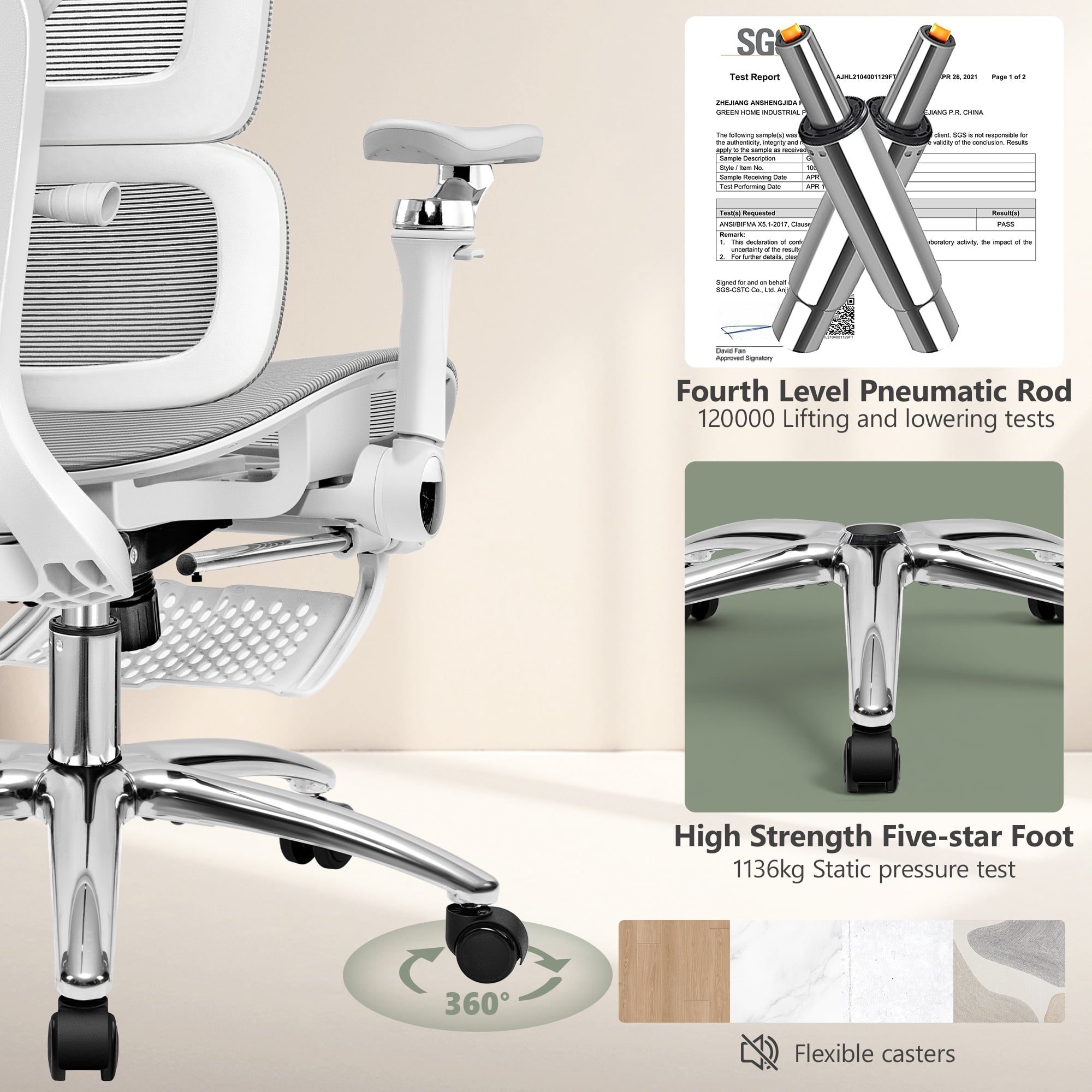 COOLHUT Ergonomic Mesh Office Chair with Footrest, Big and Tall Computer Desk Chair with Adjustable Lumbar Support, Headrest and Armrest, High Back Home Office Chair for Workspace, 300LBS, Black