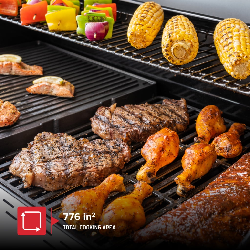 Nexgrill 4-Burner Dual Fuel Gas Grill with Side Burner and Griddle Insert, 627 SQ In Total Cooking Space, 59,000 BTUs Output, BBQ Grill Perfect for Outdoor Gatherings - 720-0958HE