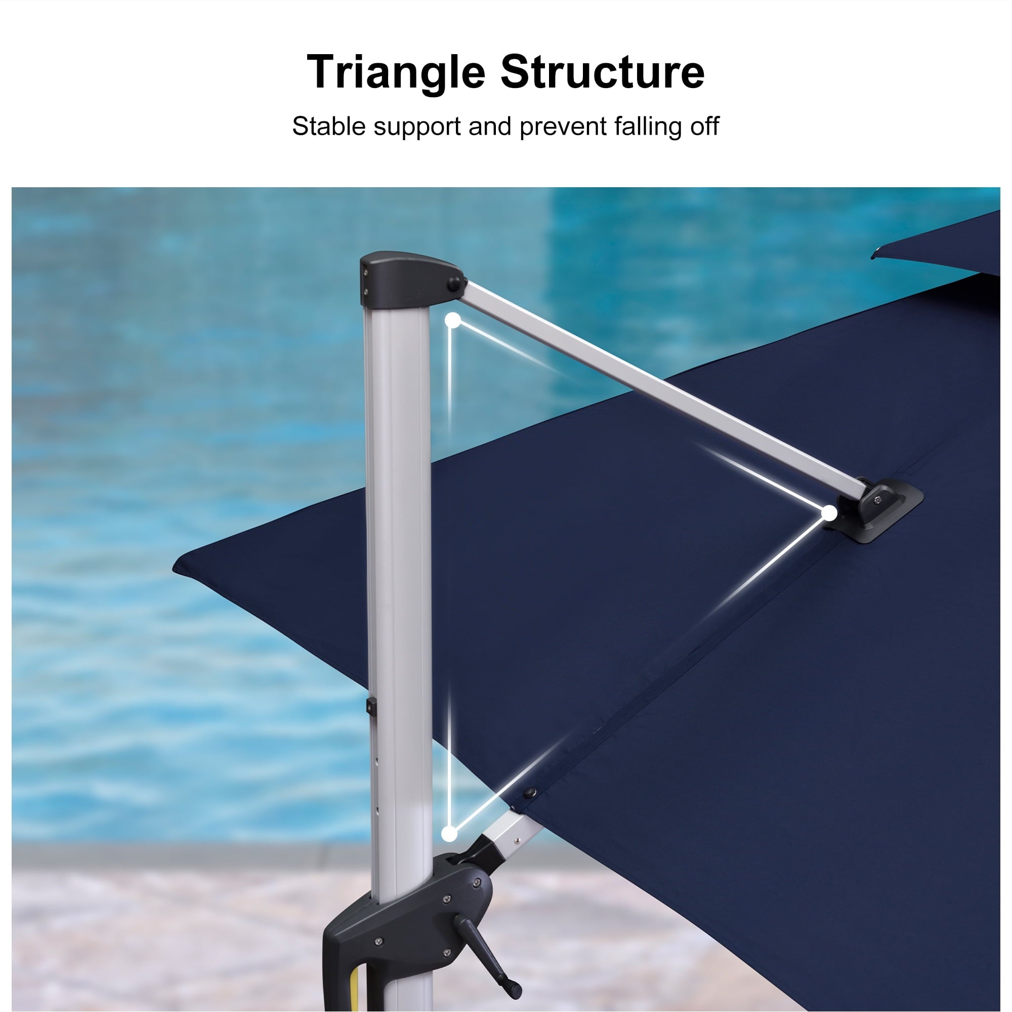 PURPLE LEAF 10 x 13FT Deluxe Rectangular Patio Umbrella, Large Offset Cantilever Umbrella with 360° Rotation, Gray
