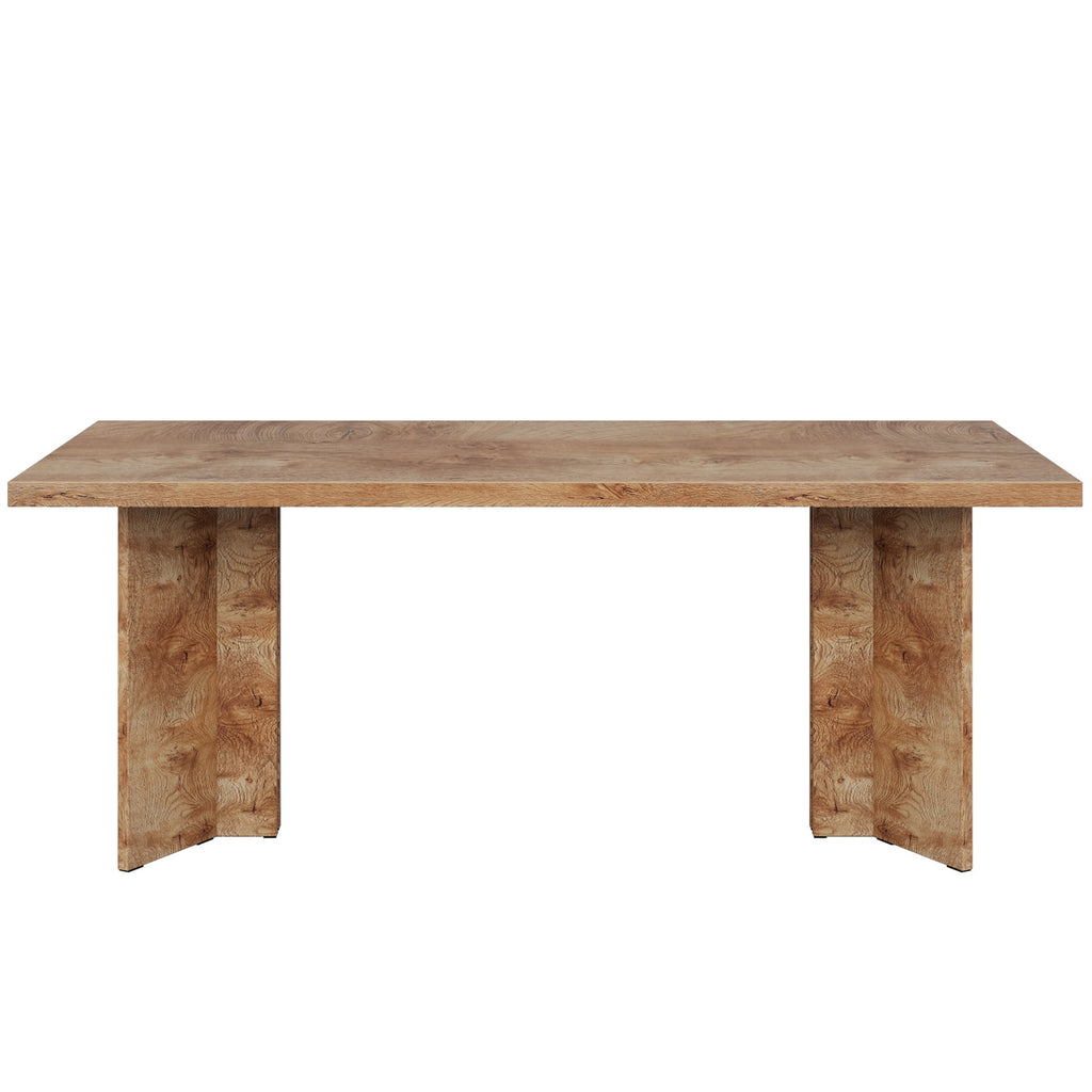 Fnova 63 Rectangular Modern Dining Table, Wooden Modern Kitchen Table for 6 People for Dining Room, Warm Brown (Chairs Not Included)