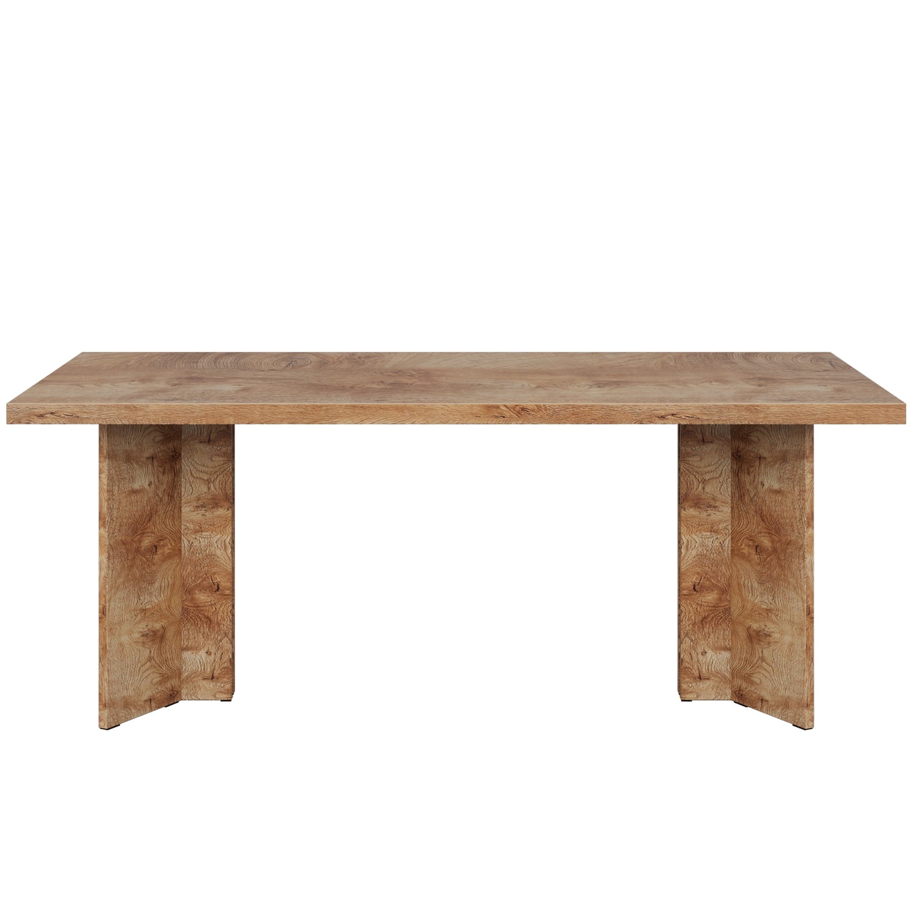 Fnova 63 Rectangular Modern Dining Table, Wooden Modern Kitchen Table for 6 People for Dining Room, Warm Brown (Chairs Not Included)