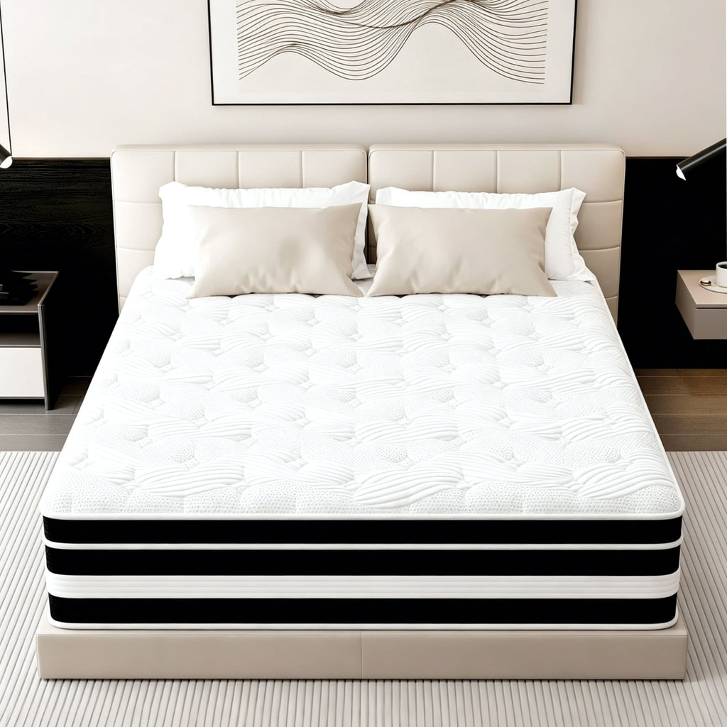12 inch Queen Mattress,Gel Memory Foam & Spring Hybrid Medium Comfort Queen Size in a Box , Pressure Relief, Motion Isolation,CertiPUR-US