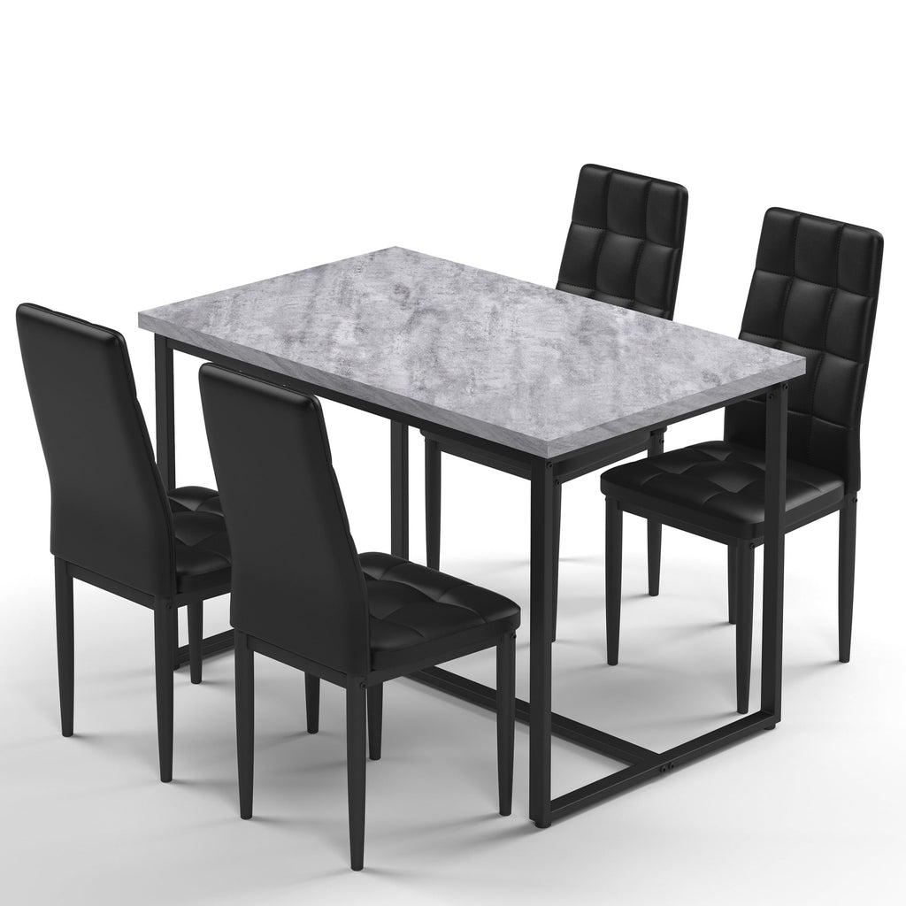SEGMART Dining Table with 4 High-Back Upholstered Chairs, Modern Dinette Set, Dining Table & Chairs Set for 4 Persons, Small Home Kitchen Dining Table Set, Ideal for Apartment Breakfast Nook