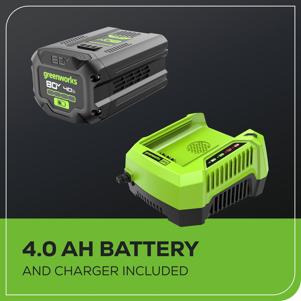 Greenworks 80V 21 Brushless Cordless Self-Propelled Lawn Mower, 4.0 Ah Battery and Rapid Charger Included