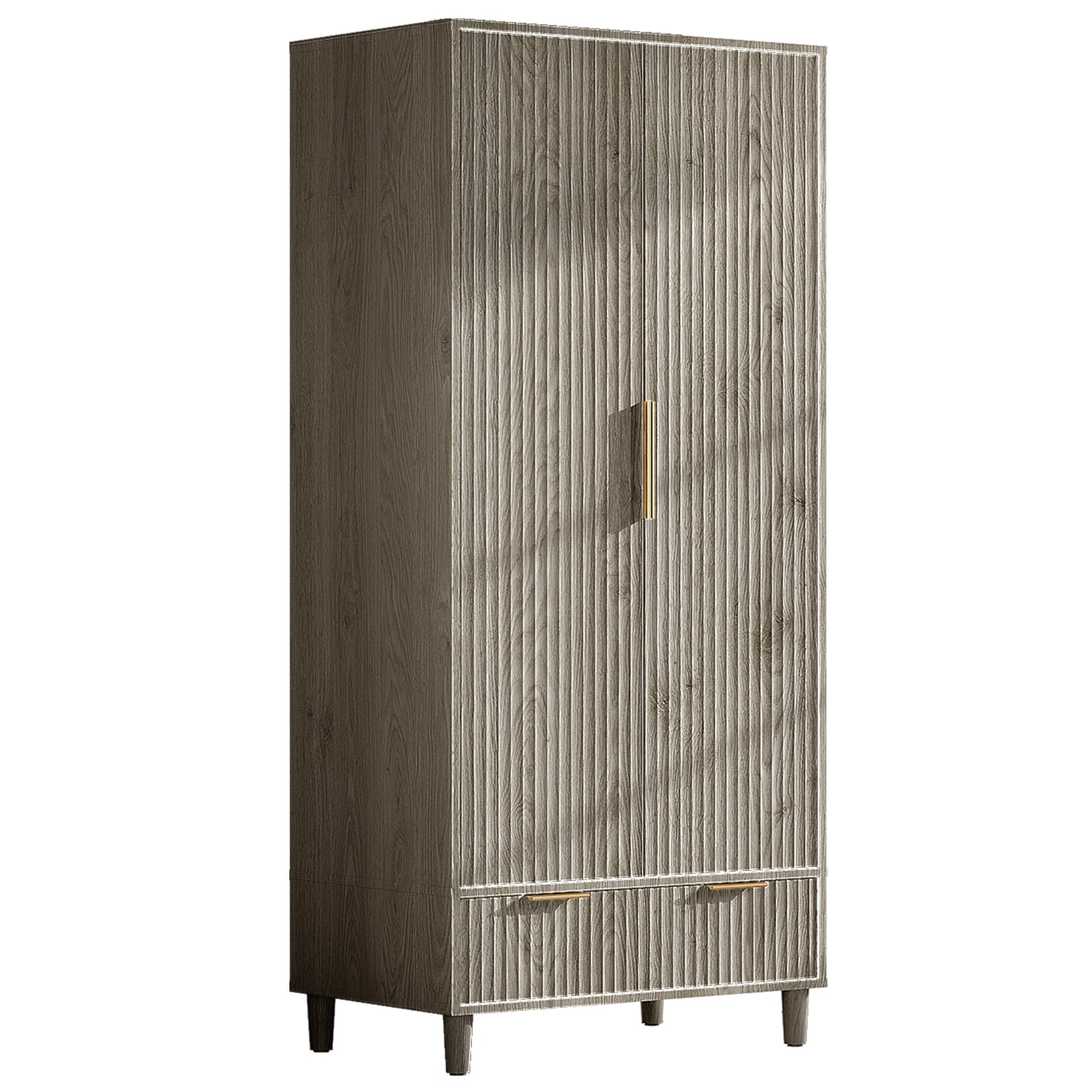Ktaxon Wardrobe Armoire Closet with Hanging Rod, Modern Drawer & Shelf – Elegant White Finish Closet, Farmhouse to Mid-Century Style