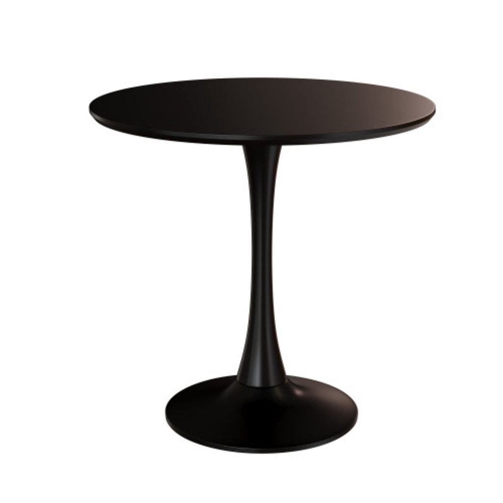 GDF Studio 24 Round Modern Dining Table, Wooden Top Tulip Table with Steel Pedestal Base, Kitchen Table, Walnut