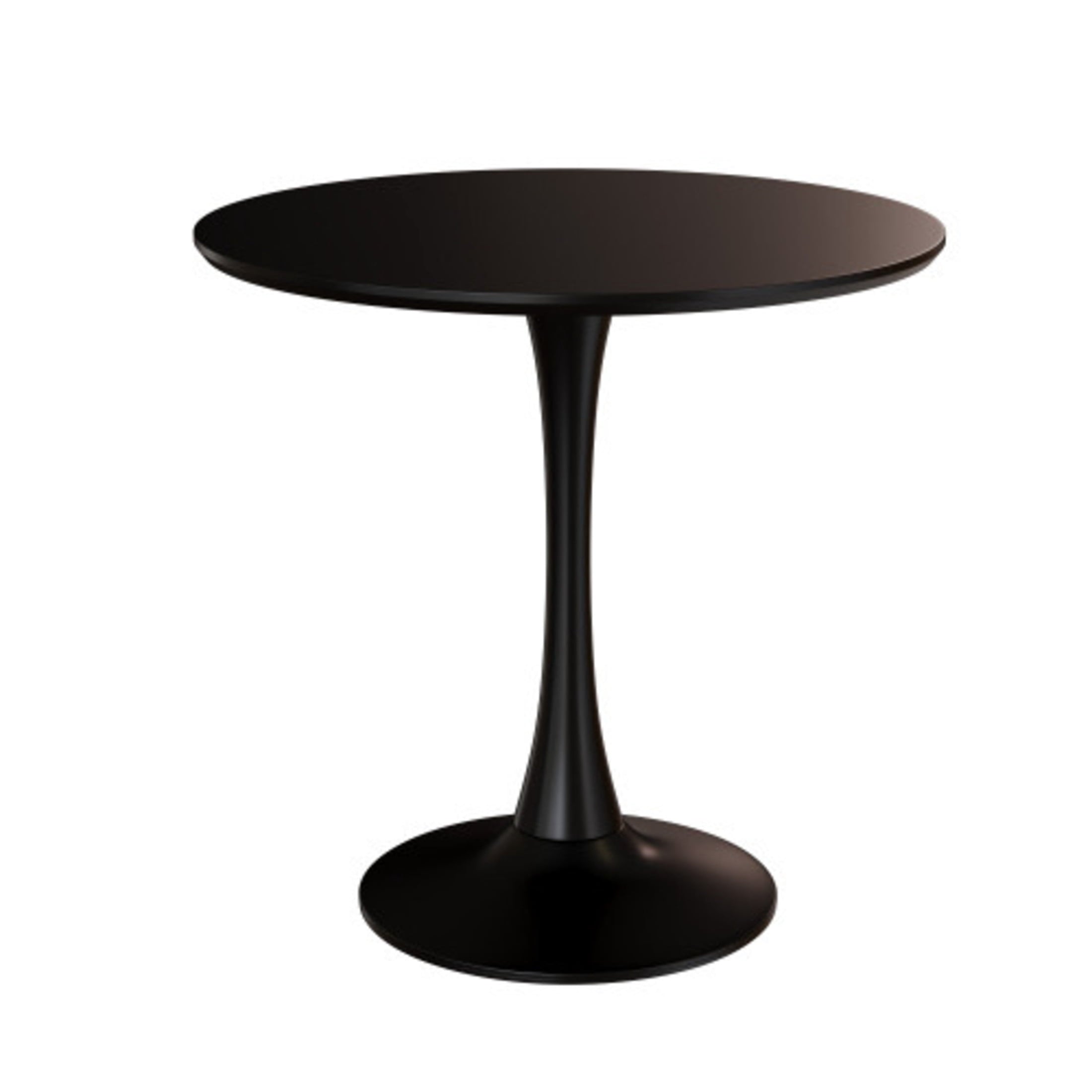 GDF Studio 24 Round Modern Dining Table, Wooden Top Tulip Table with Steel Pedestal Base, Kitchen Table, Walnut