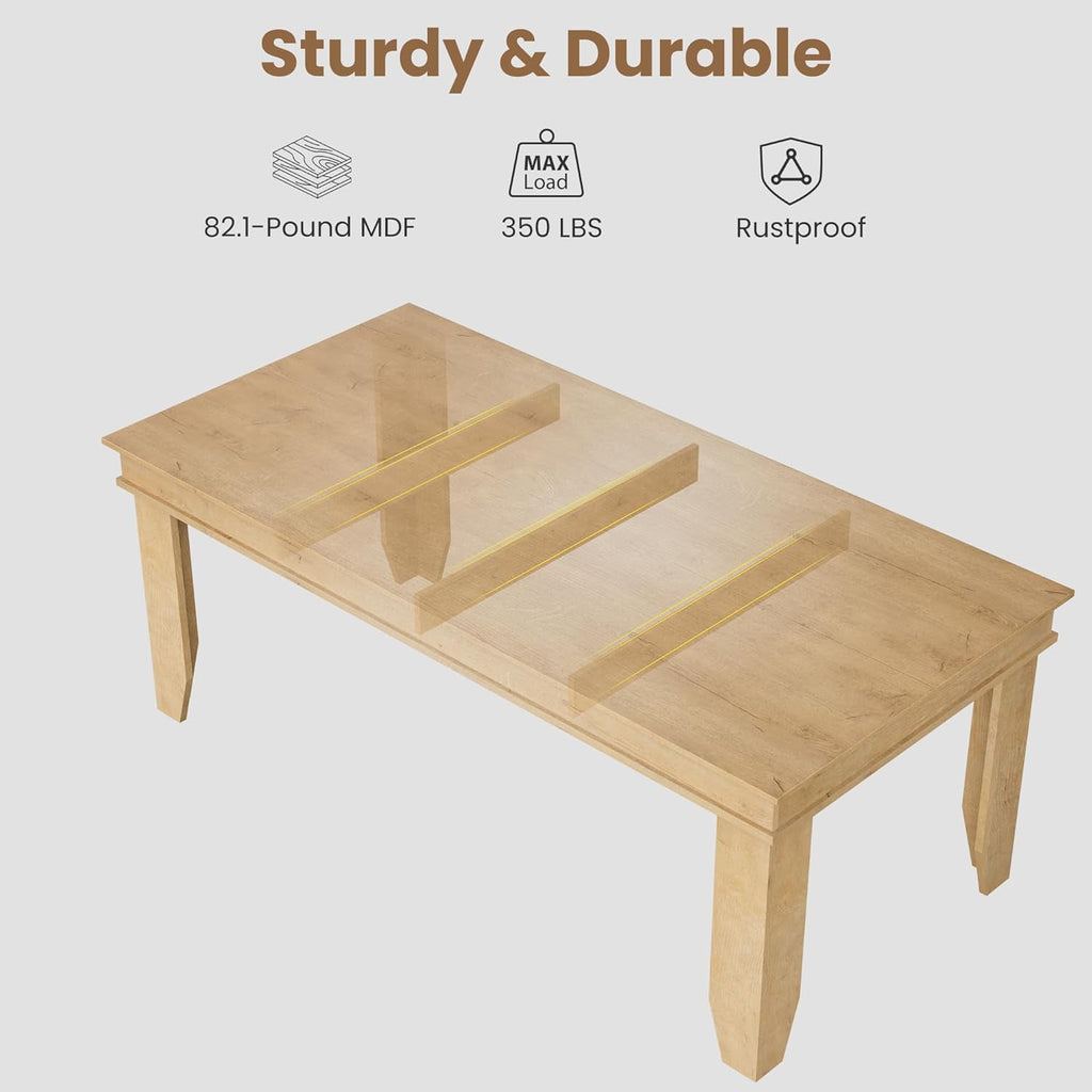 Farmhouse Dining Table for 6-8 People, Versatile Modern Wooden Dinner Table Kitchen Table for Dining Room Conference Room
