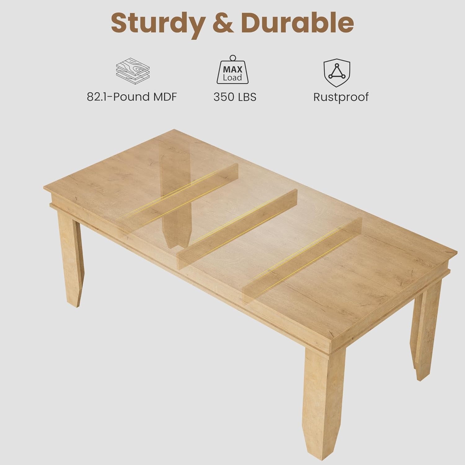 Farmhouse Dining Table for 6-8 People, Versatile Modern Wooden Dinner Table Kitchen Table for Dining Room Conference Room