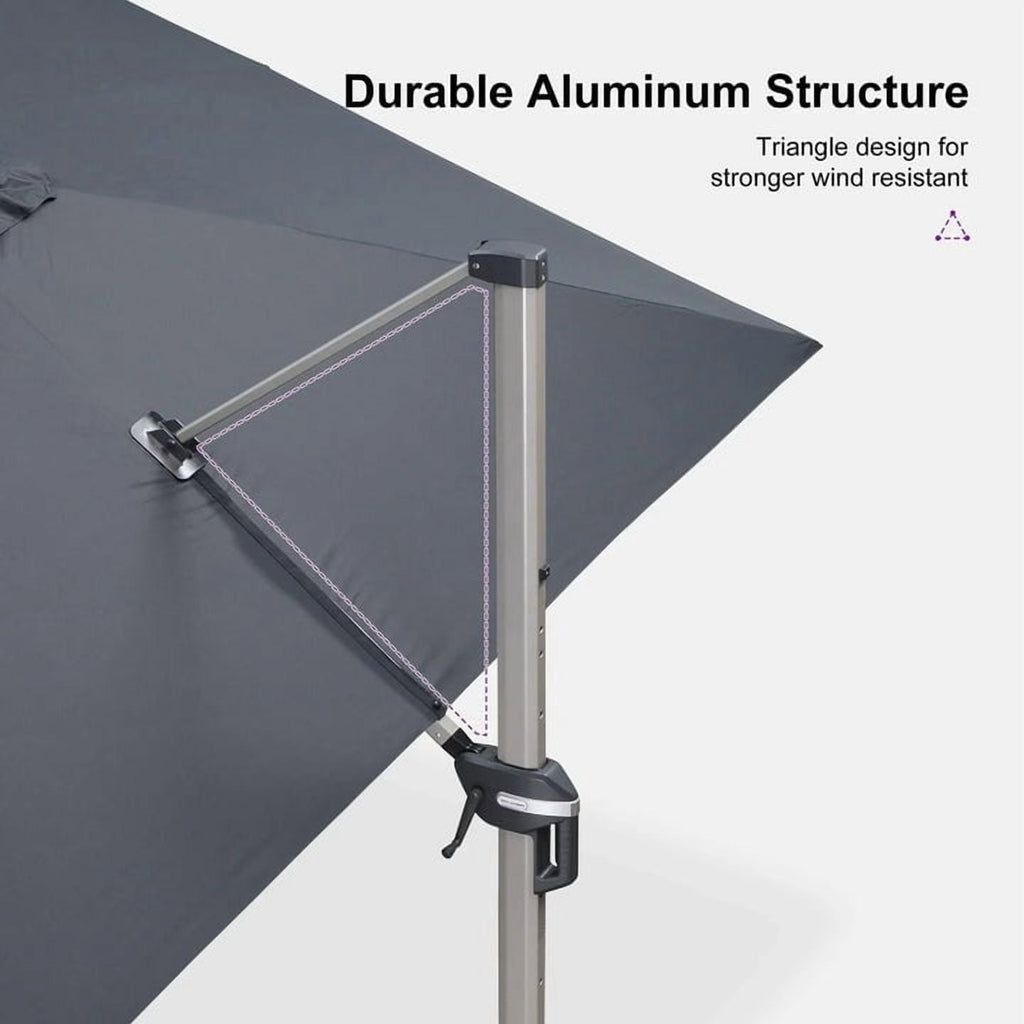 PURPLE LEAF Patio Umbrella with Base Included, 10ft Outdoor Aluminum Cantilever Umbrella with 360° Rotation, Aluminum Large Offset Umbrella for Outdoor Garden Pool, Beige