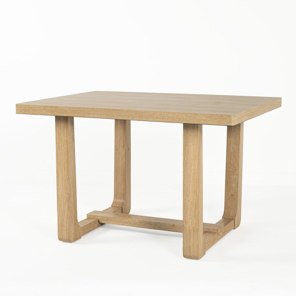 Leovanni Modern 48 5-Piece Solid Wood Dining Table Set with 4 Upholstered Chairs, Rectangular Kitchen & Dining Room Set, Natural