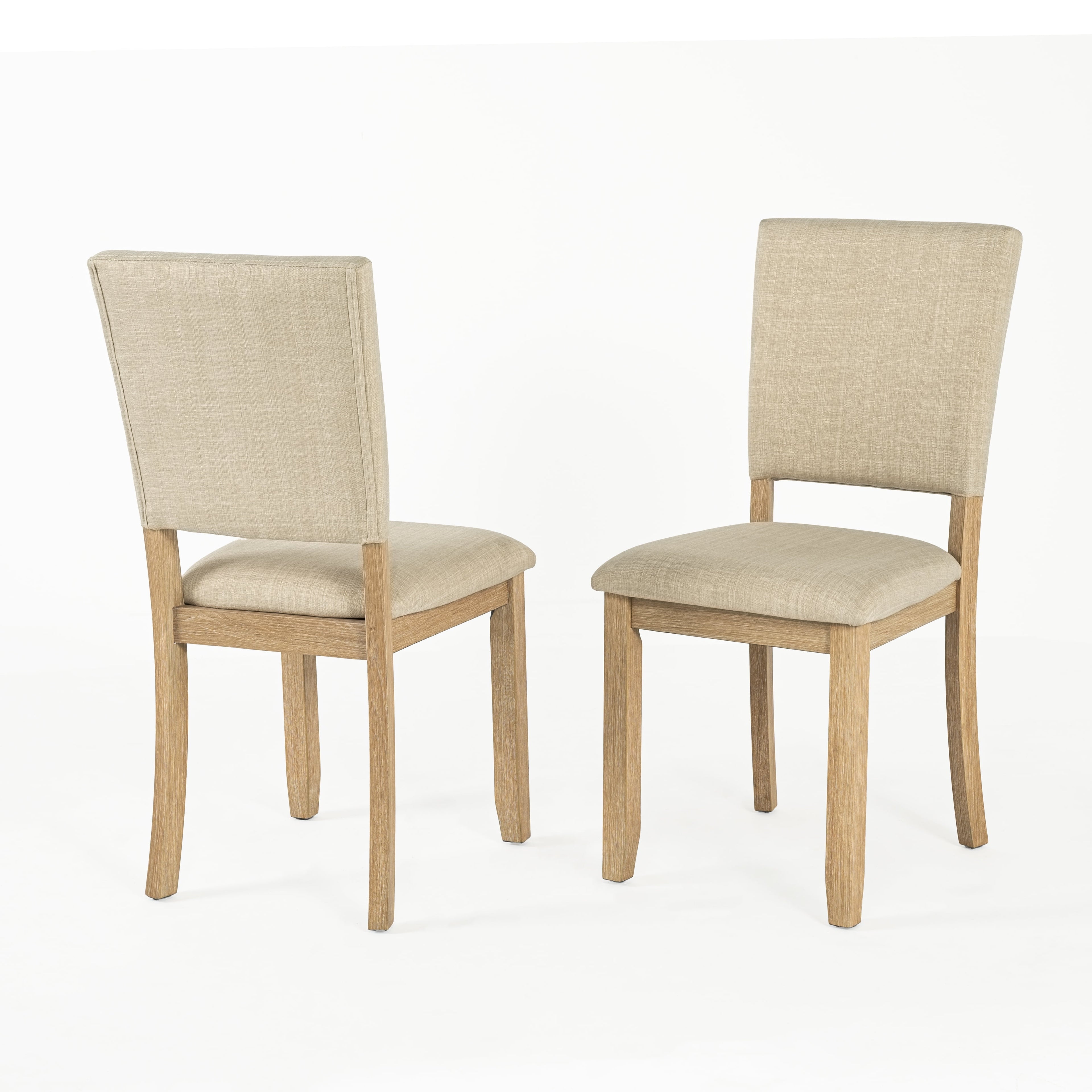 Leovanni Modern 48 5-Piece Solid Wood Dining Table Set with 4 Upholstered Chairs, Rectangular Kitchen & Dining Room Set, Natural