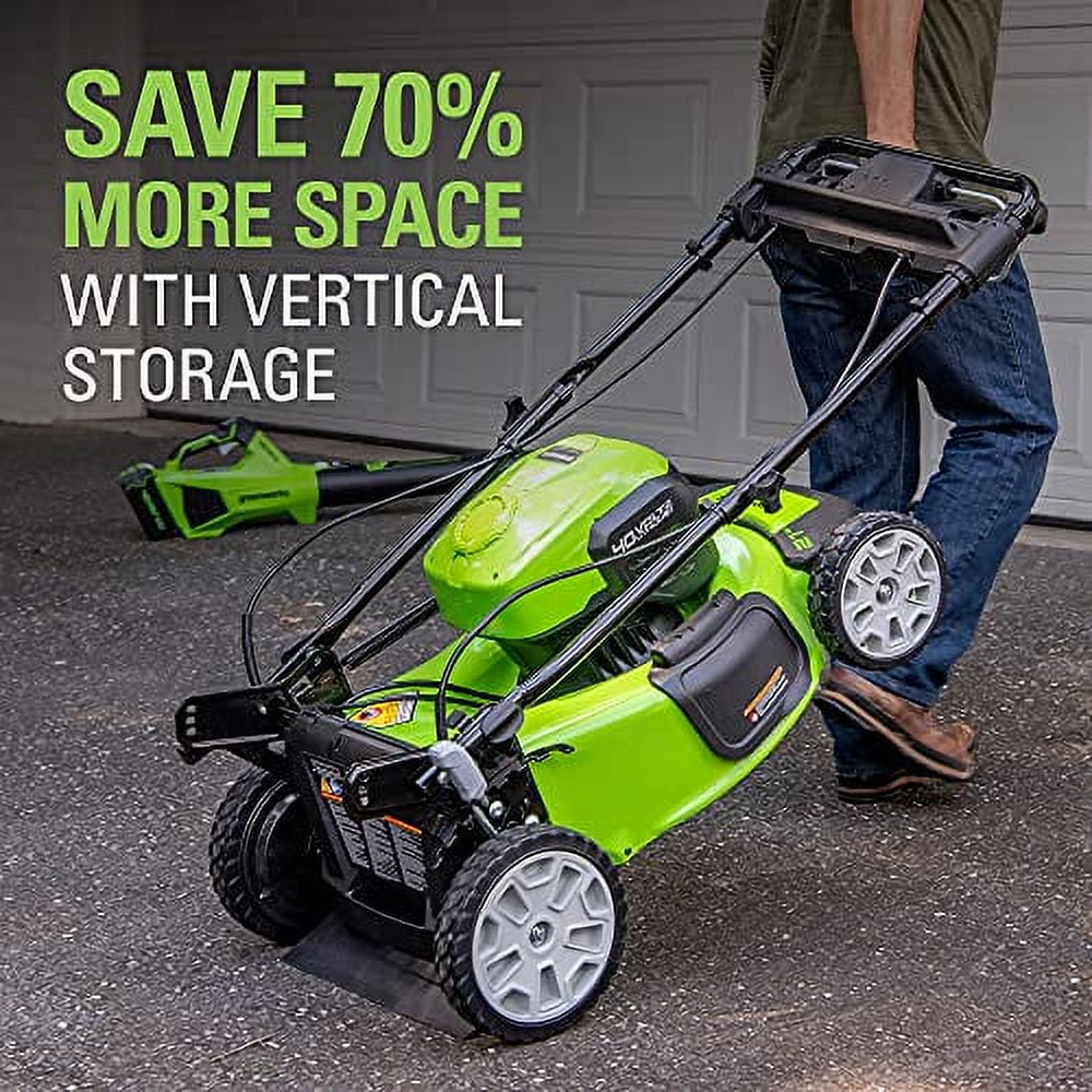 Greenworks 40V 21 Brushless Self-Propelled Lawn Mower, 2 x 4Ah USB (Power Bank) Batteries and Charger Included MO40L4413