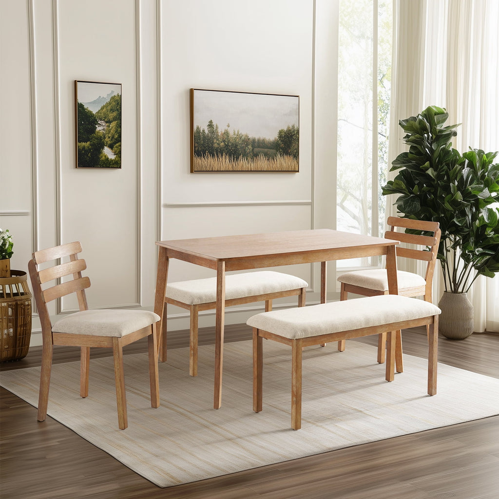 KithKasa Rectangular Dining Table Set for 4 , Kitchen Table and Chairs for 4, 5 Piece Space Saving Wood Kitchen & Dining Room Tables Set Furniture