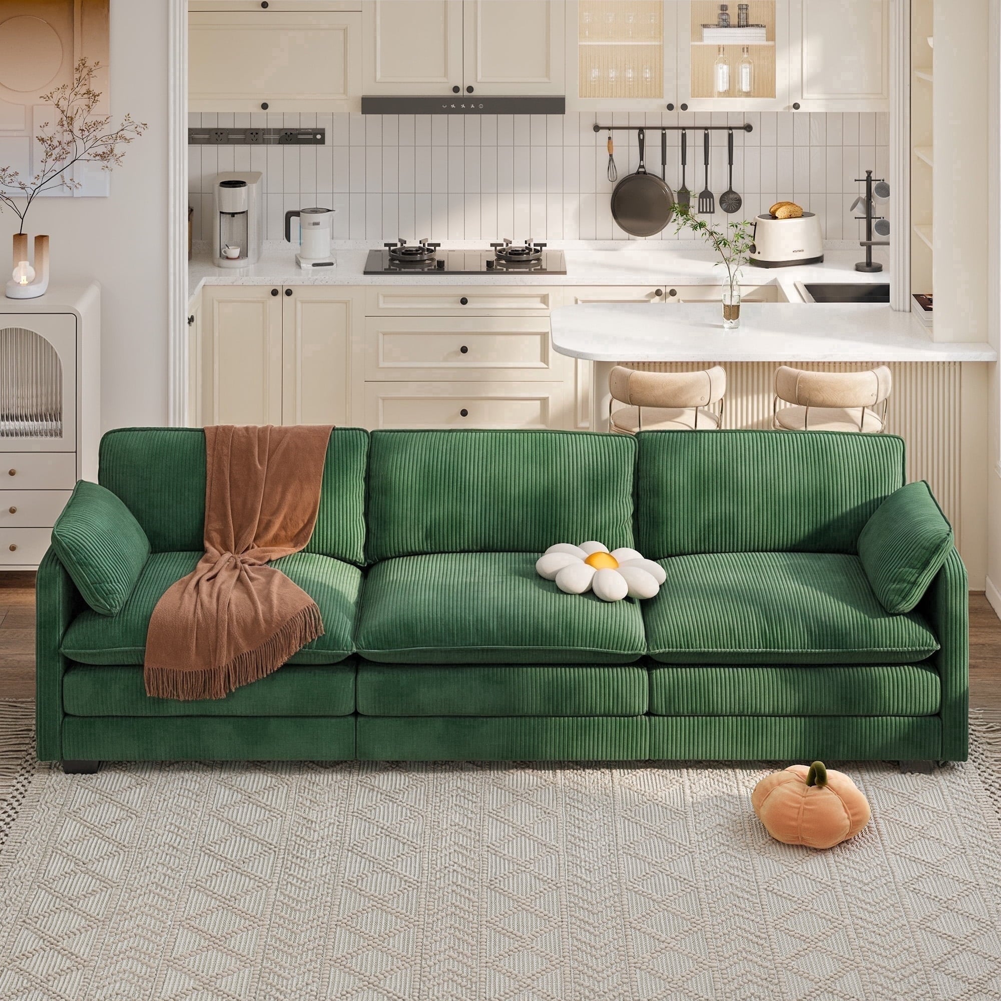 75’’ Cloud Couches for Living Room, Noelse L Shaped Modular Sofa with Deep Seats, 2 Seater Love Seat Couch with Removable Washable Corduroy Fabric for Living Room Bedroom and Apartment, Gray