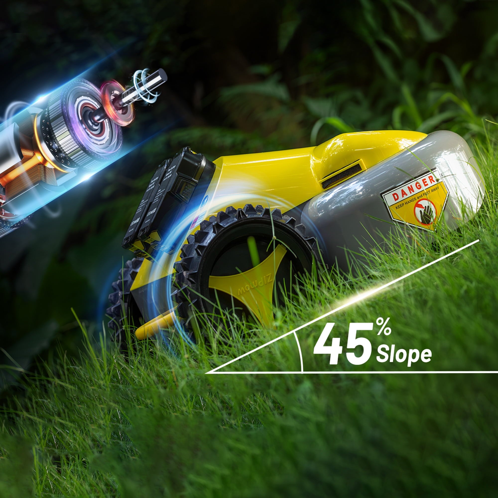 Remote Control Lawn Mower ZIPmow A106-RC - Self-Propelled Cordless, 45 Degree Slope, 2-3 Inch Cut, 60Min Dual 3Ah Batteries