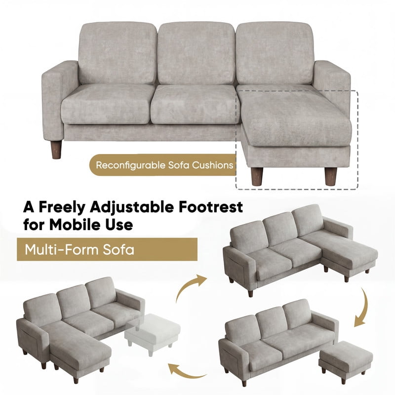 Homall Cloud Modular Sectional Sofa 3 Seat L-Shaped Cloud Oversized Sofa Couch for Living Room, Apartment and Small Space,Dark Gray