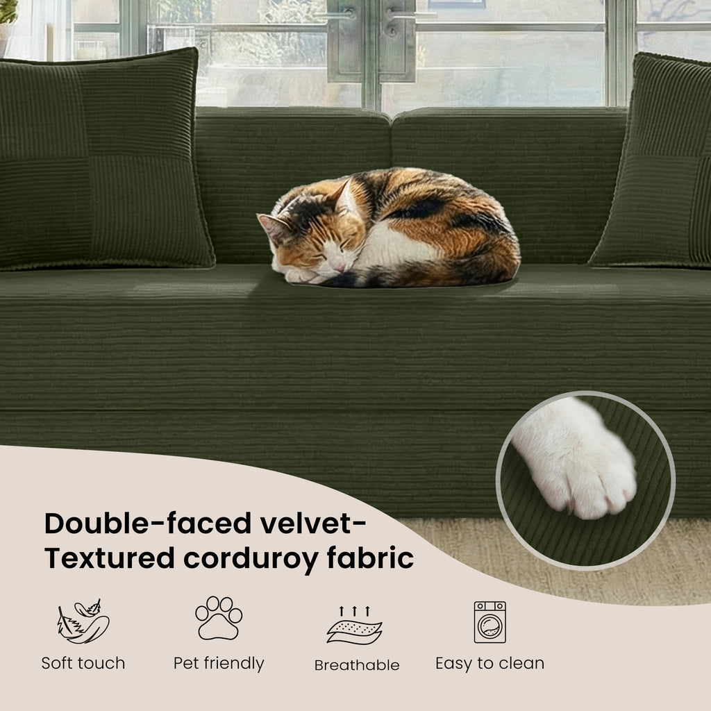 BELHOME 5-in-1 Convertible Sofa Bed, 78.8 Sleeper Sofa Boneless Couch with Side Pockets, Folding Floor Sofa Compression Sofa for Living Rooms No Assembly Required
