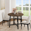31.5 Round Dining Table for 4 People, Modern Wood Circle Kitchen Table with Sturdy Industrial Metal Frame, Small Space Saving Dining Room Table for Apartment & Breakfast Nook, (No Chairs), Walnut
