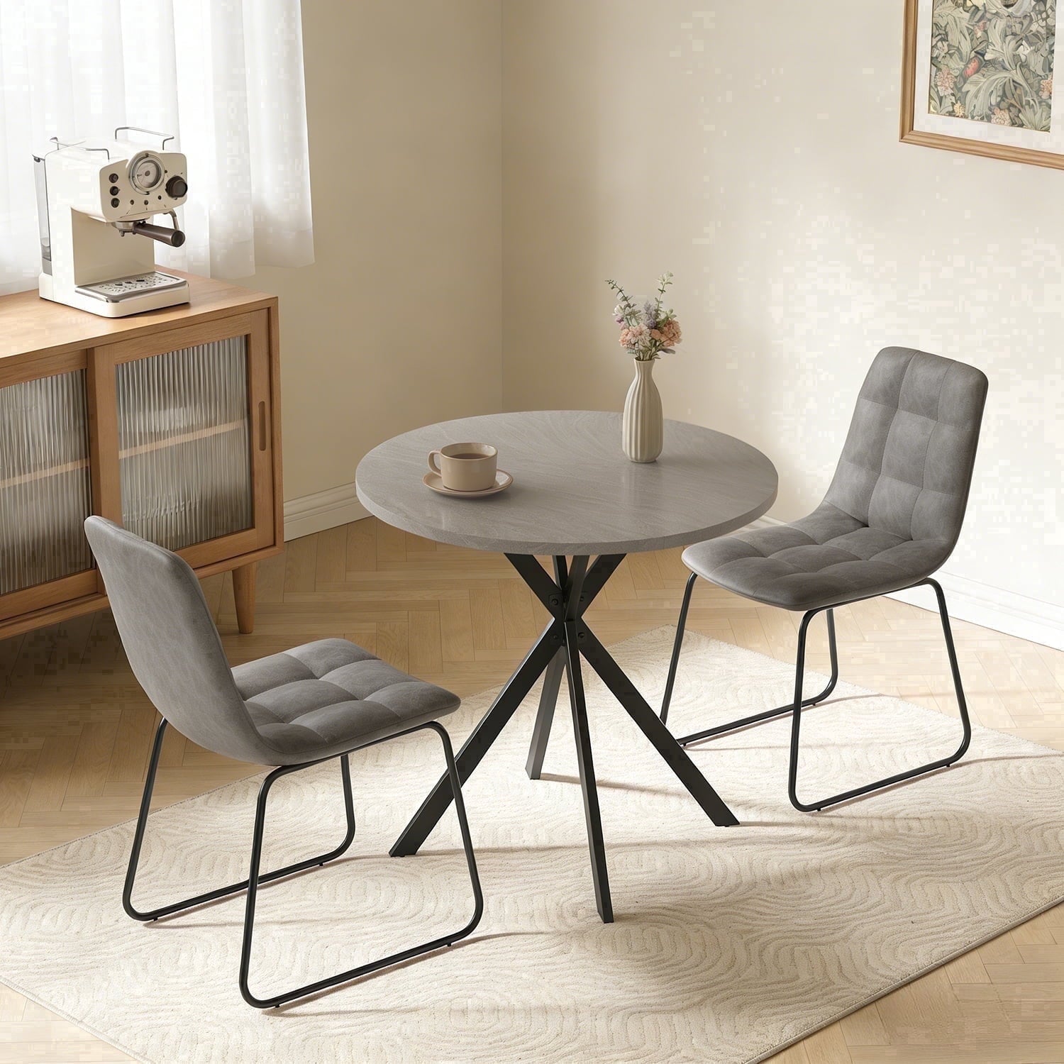 Small Round Dining Table for 2-4 People, 31.7 Modern Round Kitchen Table, Space-Saving Table for Living Dining Room, Coffee ,Apartment